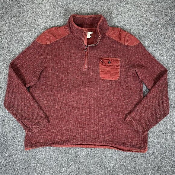 Carbon 2 Cobalt Sweater Mens Large Red 1/4 Zip Knit Pulover Casual Pocket Adult - Picture 1 of 5